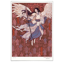 Print: MTG Limited Edition - 'Akroma's Will' Metallic Giclée Print - Red Variant