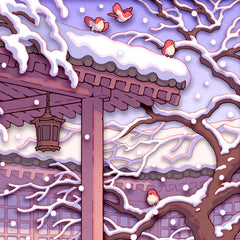 'Fox and Cat, Green Tea in Snow' Shadow Box