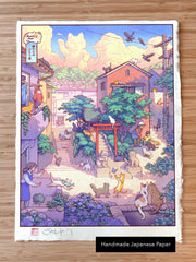 'Kyoto Cats' Giclee Print