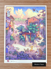 'Kyoto Cats' Giclee Print
