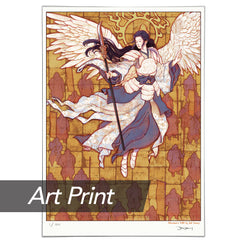Print: MTG Limited Edition - 'Akroma's Will' Metallic Giclée Print - Gold Variant