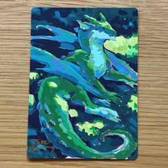 Hand Painted AP Card: Resting Green Dragon