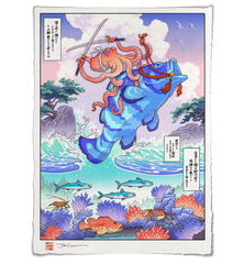 'Octopus Samurai of the Pearl Sea' Giclée Print