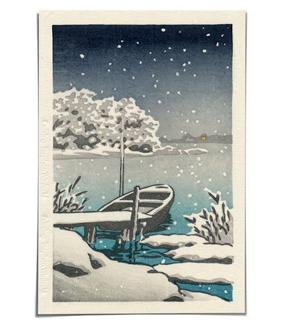 'Snow on Water' Woodblock Print